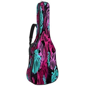 Gitaartas elektrische gitaar Gig Bag elektrische gitaartas gitaar tas elektrisch gevoerd scheurvast en waterdicht zomer exotisch roze blauwe bladeren 107 x 40 x 40 x 4,7 inch