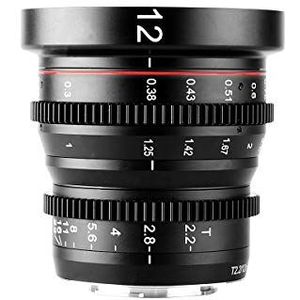 Meike 12 mm T2.2 handmatige focus brede hoek vaste Prime Cinema-lens voor M43 Micro Four Thirds MFT Mount camera's en bioscoopcamera BMPCC 4K