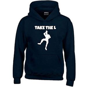 TAKE The L Hoodie sweatshirt met capuchon maat 116 128 140 152 164 cm, zwart-wit, 152 cm