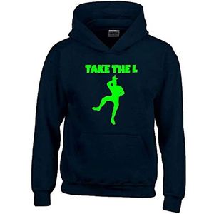 TAKE The L Hoodie sweatshirt met capuchon maat 116 128 140 152 164 cm, zwart-groen, 128 cm