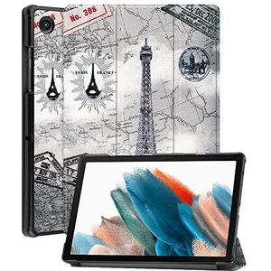 BASEY Hoes Voor Samsung Tab A8 Case Hoes Hoesje Eiffeltoren - Samsung Galaxy Tab A8 Hoesje Hard Cover Eiffeltoren - Samsung Tab A8 Bookcase Case Eiffeltoren