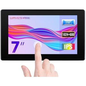 Waveshare 7-inch capacitief IPS-aanraakscherm met een resolutie van 1024 x 600 met behuizing van gehard glas, ondersteuning voor Raspberry Pi, BB Black, Banana Pi, Windows 10/8.1/8/7, Raspberry Pi 4