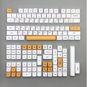 QPSJXN 137 Honing en Melk geïnspireerde PBT kleurstof -keycaps voor MX Switch mechanische toetsenborden Engelse Russische Japanse XDA (Bee Milk RU)