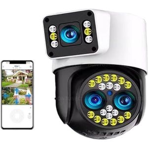Beveiligingscamera Buiten, 4K 8MP Drie Lens PTZ Dubbele Schermen 10X Optische Zoom Kleur Nachtzicht Auto Tracking Outdoor Surveillance IP camera Voor Huisbeveiliging Buiten Binnen (Color : 1, Size :