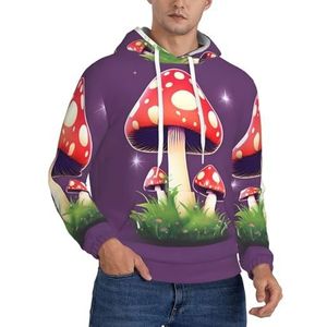 Jkkghll Magische Rode Paddestoel Print Mannen Hooded Warme Lichtgewicht Trui Voor Winter Herfst En Lente Casual Wear, Zwart, XS