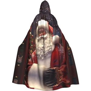 VTCTOASY Kerstman Print Hooded Mantel Cape Wizard Tuniek Halloween Mantel Cosplay Kostuum voor Vrouwen Zwart, Zwart, One Size