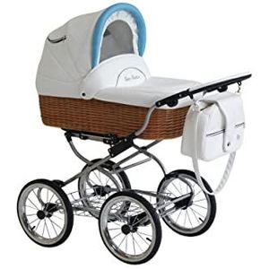 Fantasia Retro kinderwagen met handgemaakte wilgenen-babykuip Brown White Ocean NW-3 2-in-1 zonder babyzitje