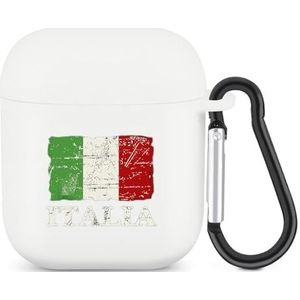 Vintage Italië Italiaanse Vlag Leuke Case Voor AirPods 2 & 1 Shockproof Beschermende Hoofdtelefoon Gevallen Cover Met Sleutelhanger Voor Mannen Vrouwen