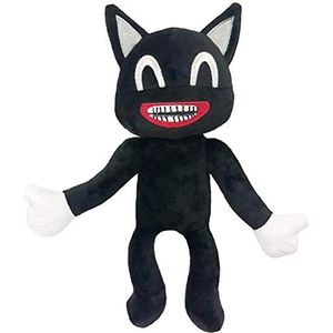 SHARRA Pluche dier, 30 cm pluche pop, hoofd, knuffeldier, cartoon, kat, pluche zacht en omarmen, anime, kat, pluche speelgoed, kinderdecoratie, zwart