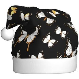 SSIMOO Gouden Witte Vlinders Zwarte Kerstfeest Hoeden Volwassen Kerst Hoeden, Vakantie Party Accessoires, Licht Op Het Feest!