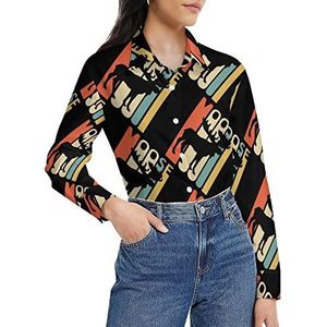 Vintage stijl eland damesshirt lange mouwen button down blouse casual werk shirts tops 2XL