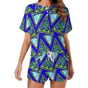 Abstracte Afrikaanse Print Zachte Womens Pyjama Korte Mouw Pyjama Loungewear met Zakken Gift voor Thuis Strand 2XL