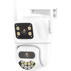 Bewakingscamera, IP-camera 8MP 4K HD Dual Lens Dual Screen Outdoor AI Auto Tracking PTZ-camera 4MP Nachtzicht Videobewaking P2P(4MP NO Card)