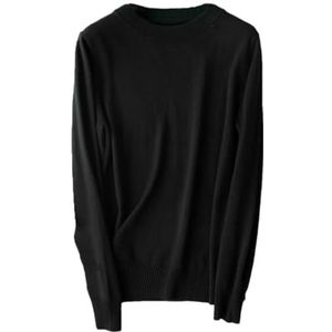 Halve coltrui voor dames, gebreide wintertrui met lange mouwen, basic truien, Zwart, XL
