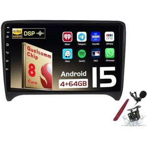 Android 15 Autoradio Sat Navi voor A-udi TT (2006-2012) 9 Inch Touchscreen Multimedia Speler met Draadloze Carplay GPS Navigatie FM RDS Bluetooth 5G-WiFi SWC DSP,M150s