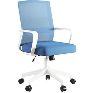 Bureaustoel Draaibare Executive Computerstoel Met Ademend Mesh Ergonomische Lendensteun Voor Studie Kantoor Vergaderruimte (Color : White+Blue)