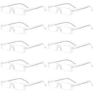 VEVESMUNDO - Randloze Leesbril - Transparant - Leeshulp - 10 Stuks