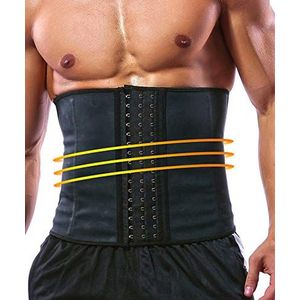 GainKee Tailletrainer van 100% latex voor mannen, trainingskorset met stalen baleinen, zweetband voor sauna, fitness, medium