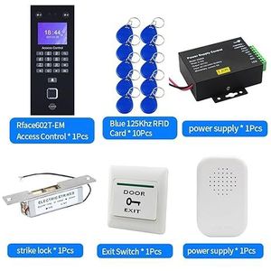 Inklokken in Machine, Biometrische vingerafdrukherkenning Apparaat Gezicht Tijdregistratie Systeemkits RJ45 LAN Netwerk Elektronische Machine for kantoor Kantoorponsklok(Color:Kit-8)
