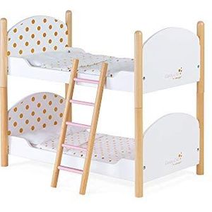 Janod - Candy Chic - Wooden Bunk Beds for Dolls Up to 16,5 inch - 6 Accessories - Dolls Accessories - Suitable for Ages 3 and Up, J05887