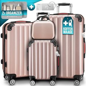 MONZANA® Kofferset 4-delige Rosé Goud beautycase M L XL Gelhandgrepen Cijferslot Reiskoffer Trolley Koffer Wielen