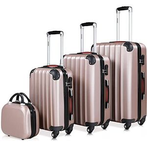 MONZANA® Baseline Kofferset 4-delige Rosé Goud beautycase M L XL Gelhandgrepen Cijferslot Reiskoffer Trolley Koffer op wielen