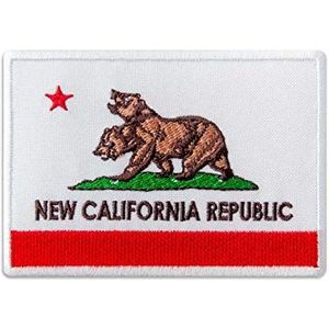 Fallout Patch - Nieuwe vlag van de Republiek van Californië - geborduurde patches opstrijkbaar, 4 x 2,8 inch
