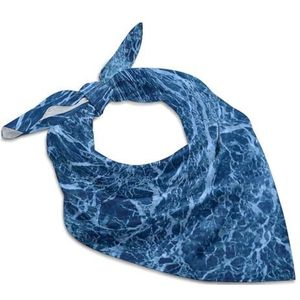 Blauw Marmer Vierkante Bandana Mode Satijn Wrap Neck Sjaals Comfortabele Hoofd Sjaal voor Vrouwen Haar 63,5 cm x 63,5 cm