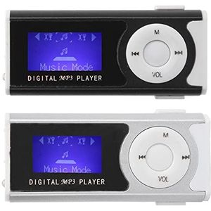 MP3-speler van 16 GB, LCD-scherm, FM-radio, HiFi-geluid Zonder Verlies, Draagbare Sport-mp3-zaklamp Mini-back-clip LCD-minischerm Muziekmediaspeler(zwart)
