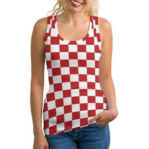 Rood Wit Plaid Pistoia Vlag Lichtgewicht Tank Top voor Vrouwen Mouwloze Workout Tops Yoga Racerback Running Shirts S