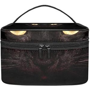 Zwarte kat make-up organizer tas, reismake-up tas organizer case draagbare cosmetische tas voor vrouwen en meisjes toiletartikelen, Meerkleurig, 22.5x15x13.8cm/8.9x5.9x5.4in