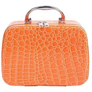 Make-up Tas Vrouwen Schoonheidsspecialisten Make-up Case Cosmetische Tas Hoge Kwaliteit Reizen Organizer Beauty Box Cosmetica Sieraden Toolbox Make Up Bag, Oranje, Eén maat