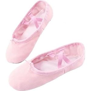 Balletschoenen, Platte canvas balletschoenen, Balletoefeningschoenen met zachte zool, Gymnastiekschoenen for dames, Balletoefening (Color : Pink Tie Up, Size : 35 (21.5cm))