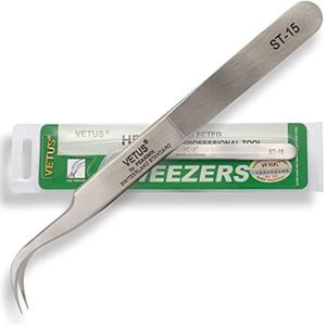 P-Beauty Cosmetic Accessories VETUS wimperpincet voor wimperverlenging ST-15, ideaal geschikt voor volumetechniek, inclusief beschermkap, VETUS ST-15