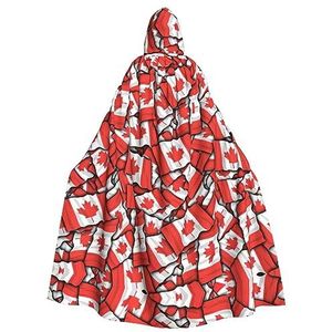SSIMOO Canadese vlag betoverende cape met capuchon voor volwassenen voor Halloween en feestkostuums - modieuze damesgewaden, capes
