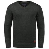 Blend BHLasse gebreide trui voor heren, fijn gebreide trui met V-hals, katoenmix, regular fit, grijs (charcoal 70818), L