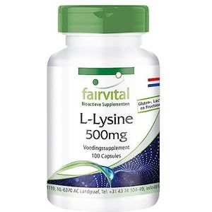 Fairvital | L-lysine 500mg capsules - HOOG GEDOSEERD - essentieel aminozuur - lysine HCL - 100 capsules