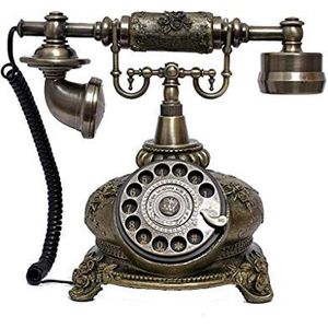 Telefoon replica antieke telefoon, vintage retro vaste huis huis telefoon handset, draadgebonden machine gouden mode 60s klassieke draaiknop.