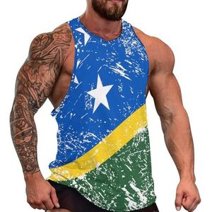 Solomon Eilanden Retro Vlag Heren Tank Top Grafische Mouwloze Bodybuilding Tees Casual Strand T-Shirt Grappige Gym Spier