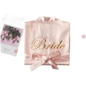 MdybF Badjas Bruidsmeisje Kleding Bruid Bruiloft Ochtendkleding Sexy Badjas Voor Vrouwen Korte Pyjama Casual Bloemen Kimono, roze bruid, XXL