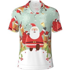 Migpkd Kerst Kerstman Mannen is Golf Polo Shirts Korte Mouw Prestaties Vocht Wick Casual Print Collared Golf Shirts voor Mannen, Zwart, M