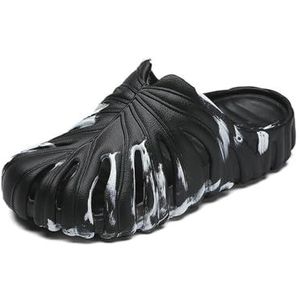 Doucheslipper, Ademende zomerpantoffels for mannen en vrouwen - Comfortabele sandalen met dikke zool(Black,41 EU)