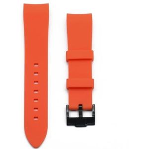 Jeniko Siliconen Horlogeband Gebogen Uiteinde Duiken Waterdichte Accessoires Compatibel Met Omega Compatibel Met Rolex Rubberen Horlogeband 20 Mm 22 Mm Armband (Color : Orange(black buckle), Size :