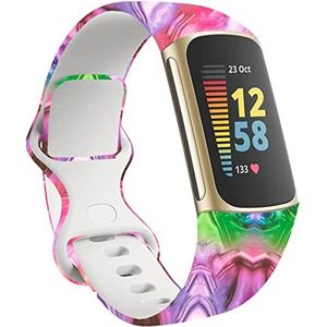 Shieranlee Bandje compatibel met Fitbit Charge 5, voor dames en heren, zachte siliconen waterdichte verstelbare polsband van thermoplastisch polyurethaan + 2 gratis beschermende films, klein, groot