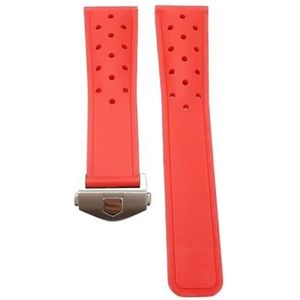 Jeniko Horlogeband Rubber Zacht Duurzaam Siliconen Compatibel met TAG HEUER-band MONACO Armband 22mm24mm FORMULA1 Horlogeband (Color : Red silver, Size : 22mm With logo)