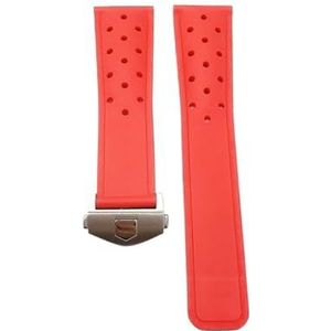 Jeniko Horlogeband Rubber Zacht Duurzaam Siliconen Compatibel met TAG HEUER-band MONACO Armband 22mm24mm FORMULA1 Horlogeband (Color : Red silver, Size : 22mm With logo)