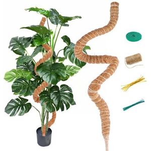 SUNXIZ 120 cm Lange Mosstok voor Monstera Kaas Plant - Buigbare Coco Kokos Stok - Handgemaakte Ondersteuning voor Indoor Potklimplanten Met Twist Ties en Tape