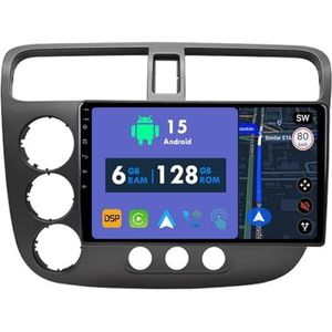 RoverOne Autoradio GPS voor Honda Civic 2000-2006 Carplay Android Auto Stereo Hoofdeenheid Bluetooth WiFi Radio Speler Sat Navigatie