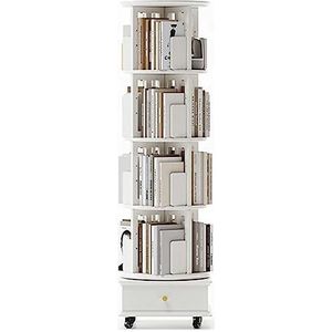 Boekenkasten 360 ° roterende boekenplank staande boekenkast houten boekenrek woonkamer grote capaciteit boekenplank organisator Ruimtebesparend