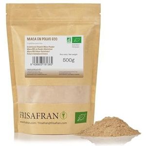 FRISAFRAN | Bio Andes Rauwe Macapoeder 500g | Maca Poeder | Gegelatineerde Peruaanse Maca | gemalen | Peruaanse maca | biologische macawortel | Natuurlijk | Glutenvrij | Rauwe | Gemalen Macawortel